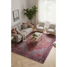 Artloop Blues Vintage Desenli Dokuma Taban Dekoratif Bordo Halı Al 162