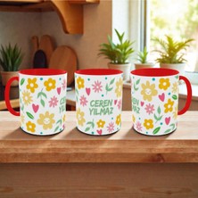 Alpşan Ticaret Isme Özel Çiçekli Kupa Bardak Kişiye Özel Hediyelik Kupa Bardak