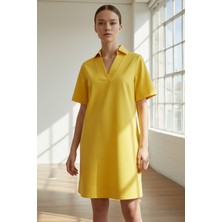 Allyco V Yaka Kısa Kollu Gömlek Elbise