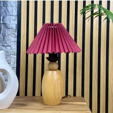 Decodelight Ahşap Naturel Elips Ayaklı Hazeran Pileli Hasır Konik Kumaş Şapkalı Abajur Masa Lambası Modelleri