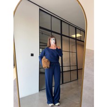 Rapapa Kadın Oversize Fit Mavi Eşofman Takımı – Rahat & Modern Stil 1014 M