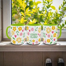 Alpşan Ticaret Isme Özel Çiçekli Kupa Bardak Kişiye Özel Hediyelik Kupa Bardak