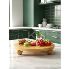 Bambu Top Ayaklı Sunum Tabağı 25X25 Cm, Şık Pasta ve Tatlı Servisi