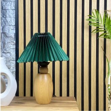 Decodelight Ahşap Naturel Elips Ayaklı Hazeran Pileli Hasır Konik Kumaş Şapkalı Abajur Masa Lambası Modelleri