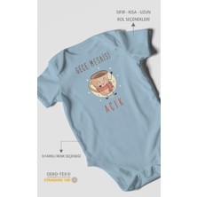 Morivo Kids Gece Mesaisi Açık Baskılı Bebek Zıbını – Çıtçıtlı Body | %100 Pamuk Kısa Kol