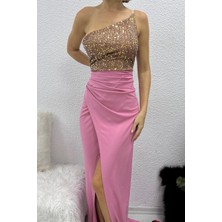 BMD Payetli Gece Elbisesi - Pembe