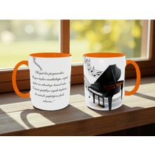 Alpşan Ticaret Piyano Baskılı Kupa Bardak Müzik Öğretmenine Hediye Kupa Bardak Piyano Kupa Bardak