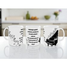 Alpşan Ticaret Piyano Baskılı Kupa Bardak Müzik Öğretmenine Hediye Kupa Bardak Piyano Kupa Bardak