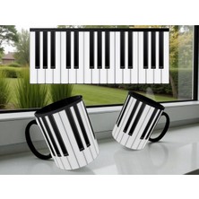 Alpşan Ticaret Piyano Baskılı Kupa Bardak Müzik Öğretmenine Hediye Kupa Bardak Piyano Kupa Bardak