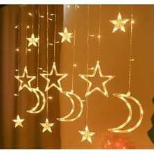 Gaman Ay Yıldız Perde LED 8 Mod Saçaklı Perde Peri Mutfak Işık Dekoratif Lamba LED Işık