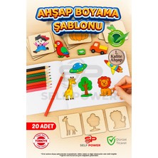 Özbience 20 Parça Ahşap Oyma ve Boyama Şablonu, Hayvan ve Meyve Deseni