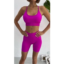 Kadın BMD Poppita Mor Renk Şortlu Takım Standart Bel ile Rahat Spor Deneyimi