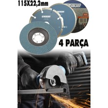 4'lü Profesyonel Zımparalama ve Kesme Disk Seti 115MM, Elmas, 13300 Devir
