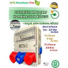 MTSevcharger 22KW + 11 Kw + 7.4 Kw 3 Lü Kombinasyon Kutusu V'ko Kaçak Akım Role ve Sigorta Elektrikli Araç Şarj Cihazı Istasyonu Besleme Kutusu