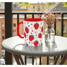 Alpşan Ticaret Çilek Baskılı Sevimli Kupa Hediyelik Tatlı Kupalar Çilekli Kupa Bardak