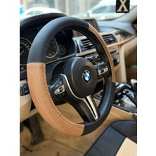 Yerli Üretim Siyah Kahverenk Parçalı Geçmeli Direksiyon Kılıfı