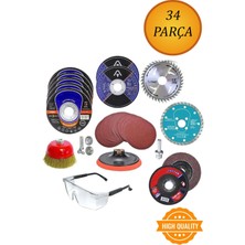 34 Parça Spiral Taşlama Diskleri 115MM Cırtlı Zımpara Kağıdı Seti