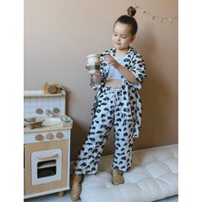 Butik Kız Çocuk Pamuklu Püskül Detaylı Kimono 2li Takım Mevsimlik