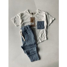 RG Brand Erkek Çocuk %100 Pamuklu Müslin Kumaş, Tişört - Pantolon 2'li Takım_RG1556