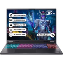 Acer Nitro 16S NH.U07EY.001 Ryzen Aı 9 365 16GB 1tb SSD RTX5070Tİ-12GB 180Hz 16 Wqxga Dos Taşınabilir Bilgisayar