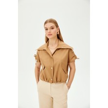 Allyco Bağcık Detaylı Pamuklu Kısa Kollu Gömlek