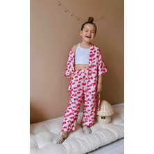 Butik Kız Çocuk Pamuklu Püskül Detaylı Kimono 2li Takım Mevsimlik