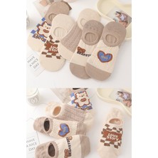 Bgk 5 Çift Kadın Love Desenli Bej Görünmez Çorap