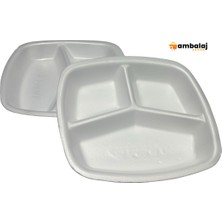 AmbalajSende MOD24 Köpük Tabak 3 Bölmeli - 200 Adet