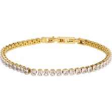 Celikchi Kadın 3 mm Kare Taş Çelik Su Yolu Bileklik