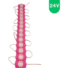 Powerr Led Aydınlatma 24 Volt 1.5 Watt Tek Lensli Pembe 3030 LED Modül IP65 10 Adet Modül
