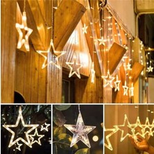Gaman Dekoratif Yıldız&yıldız Saçak Perde LED 3 Metre Eklenebilir Fişli-8 Farklı Mod Dekoratif Süsleme