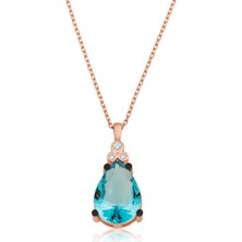 Aya Diamond Gümüş Mavi Topaz Damla Bayan Kolye