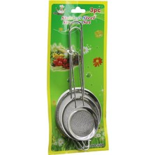 Judge 3pcs Set Mi̇ni̇= 5-7-8cm Tel Süzgeç Metal Çerçece Metal Sap=8.5-10.5-10.5cm (5422)
