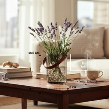 İki Yedi Konsept Nadia 773 Deri Kulplu Cam Vazo 18,5 cm Minimal Şeffaf Füme Renkli Dekoratif Çiçek Vazosu Hediyelik