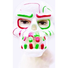 Judge Beyaz Üzeri Rengarenk Korku Dişli Kafatası Maskesi 30X22 cm (5422)