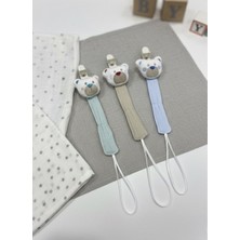 Baby Hola Figürlü Müslin 3'lü Emzik Askısı Erkek Ayı 1074