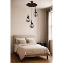 Osc Home Aydınlatma Tasarım Rustik 3lü Füme Cam Avize