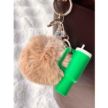 Rossev Charm Termos Figürlü Anahtarlık - Green Çanta Charm (Tüy Top Model)