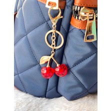 Rossev Charm Kiraz Anahtarlık – Gold Red Cherry Çanta Aksesuarı