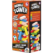 Özbience Renkli Ahşap Jenga Büyük Boy Denge Kule Oyunu 54 Parça