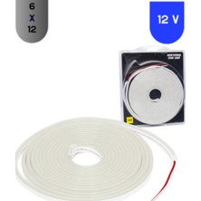 Powerr Led Aydınlatma 12 Volt 6X12 mm Esnek Neon LED Beyaz 5 Metre