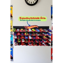 Özbience Kırmızı Oyuncak Araba Rafı, 50'li Set, 1/64 Ölçek Uyumlu