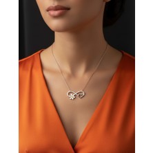 Modahilye - 925 Ayar Gümüş Kalpli Sonsuzluk Papatya Kolye