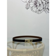 Erdesign Kadın Siyah Kemer Gold Detaylı Kemer Siyah Kemer