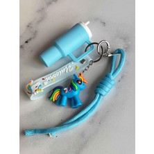 Rossev Charm Termos Figürlü Anahtarlık - Blue Çanta Charm (Gökkuşağı Unicorn Model)