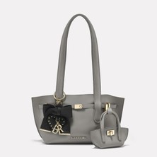 Black Ribbon Midi Boy Kadın Tote Bag Çanta Gri - Dora