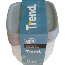 5'li Trend Saklama Kabı Seti - 0.25 Litre Mini Boy Pratik Kapaklı Kutular