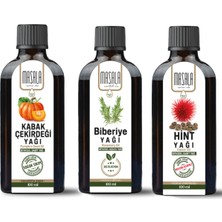 Masala Biberiye Yağı - Hint Yağı - Kabak Çekirdeği Yağı 3 x 100 Ml. (Saç Bakım Seti)