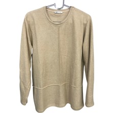 N&C Collection N&c Kazak Görünümünde Çok Yumuşak Günlük Anne BLUZU-Koyu Bej-3058