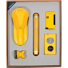 Parmida Çakmak Kesici Küllük Sehpa Tüp Beşli Sarı Puro Seti